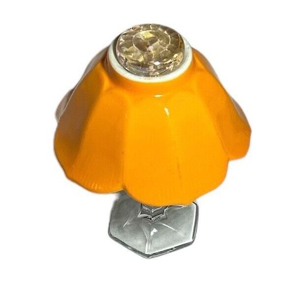 Art Deco Orange Ceramic and Glass Faux Lamp Decoration with Lusterware Top - Picture 5 of 7